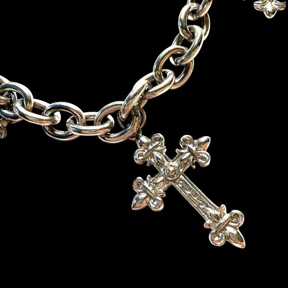 Lourdes Blessed 5 Crosses Religious Faith Bracelet Stainless Steel Silver Tone - Picture 9 of 9